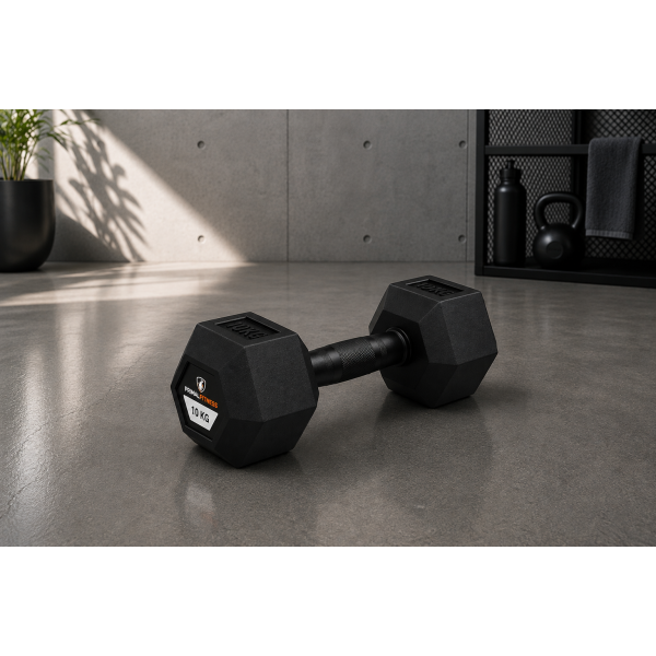 Hex Rubber Dumbbell 10kg |Megafitness
