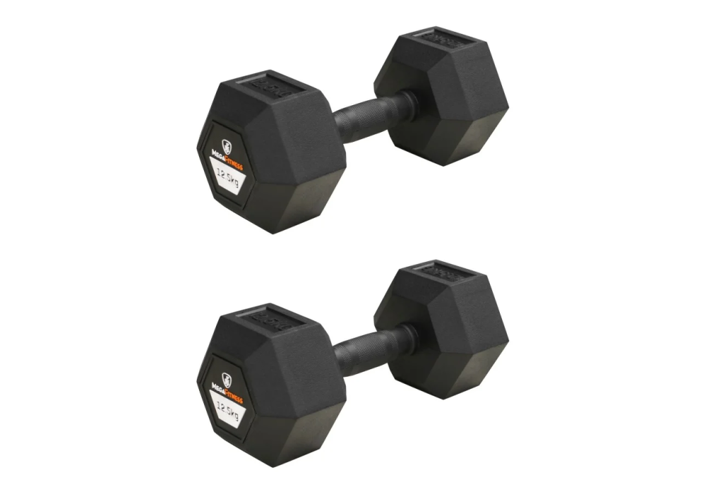Hex Rubber Dumbbell 12.5kg |Megafitness