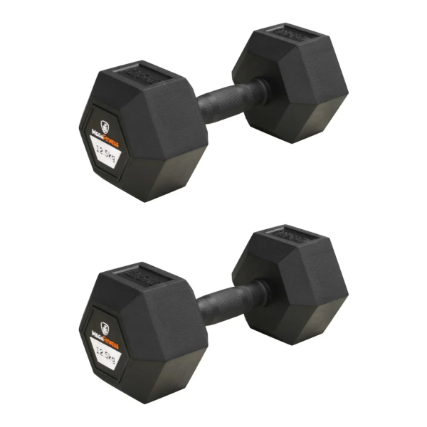 Hex Rubber Dumbbell 12.5kg |Megafitness