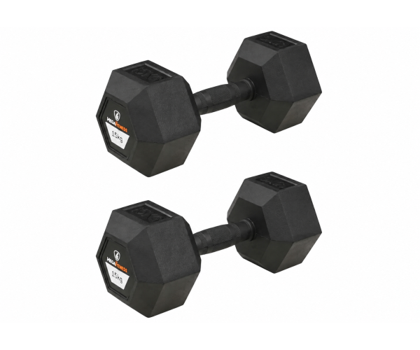 Αλτήρας Εξάγωνος Rubber 15kg |Megafitness