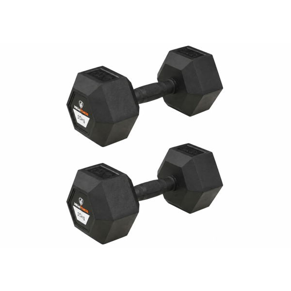 Hex Rubber Dumbbell 15kg |Megafitness