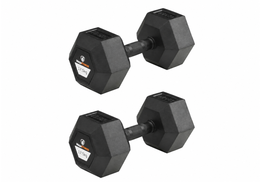 Hex Rubber Dumbbell 17.5kg |Megafitness