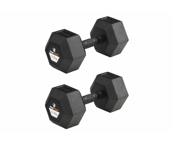 Hex Rubber Dumbbell 17.5kg |Megafitness