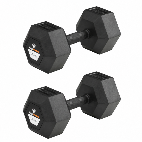 Hex Rubber Dumbbell 17.5kg |Megafitness