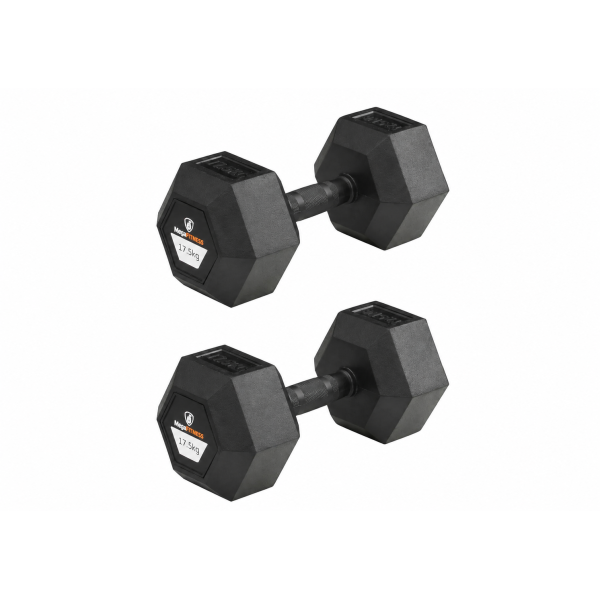 Hex Rubber Dumbbell 17.5kg |Megafitness