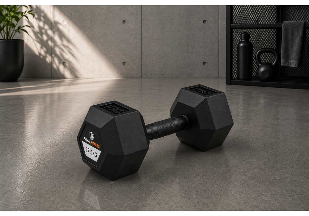 Hex Rubber Dumbbell 17.5kg |Megafitness