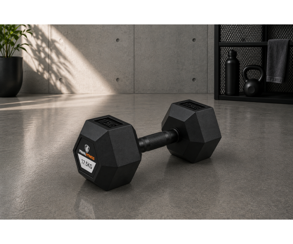 Hex Rubber Dumbbell 17.5kg |Megafitness