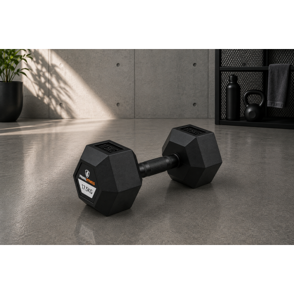 Hex Rubber Dumbbell 17.5kg |Megafitness