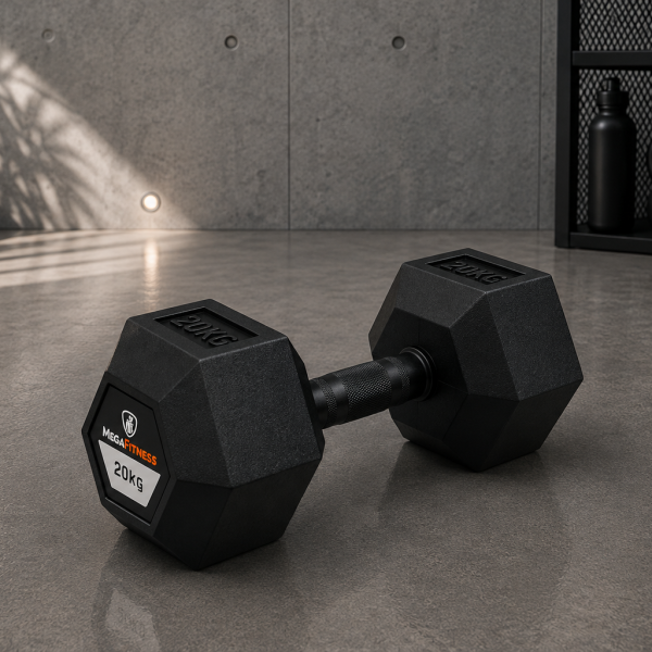 Hex Rubber Dumbbell 20kg |Megafitness