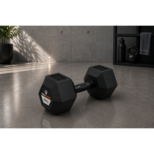 Hex Rubber Dumbbell 20kg |Megafitness