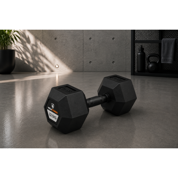 Hex Rubber Dumbbell 22.5kg |Megafitness