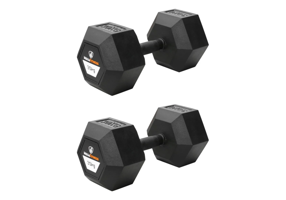 Hex Rubber Dumbell 30kg |Megafitness