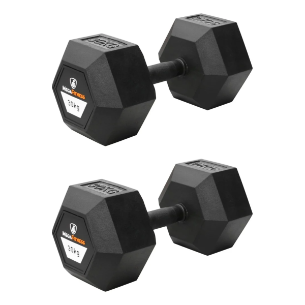 Hex Rubber Dumbell 30kg |Megafitness