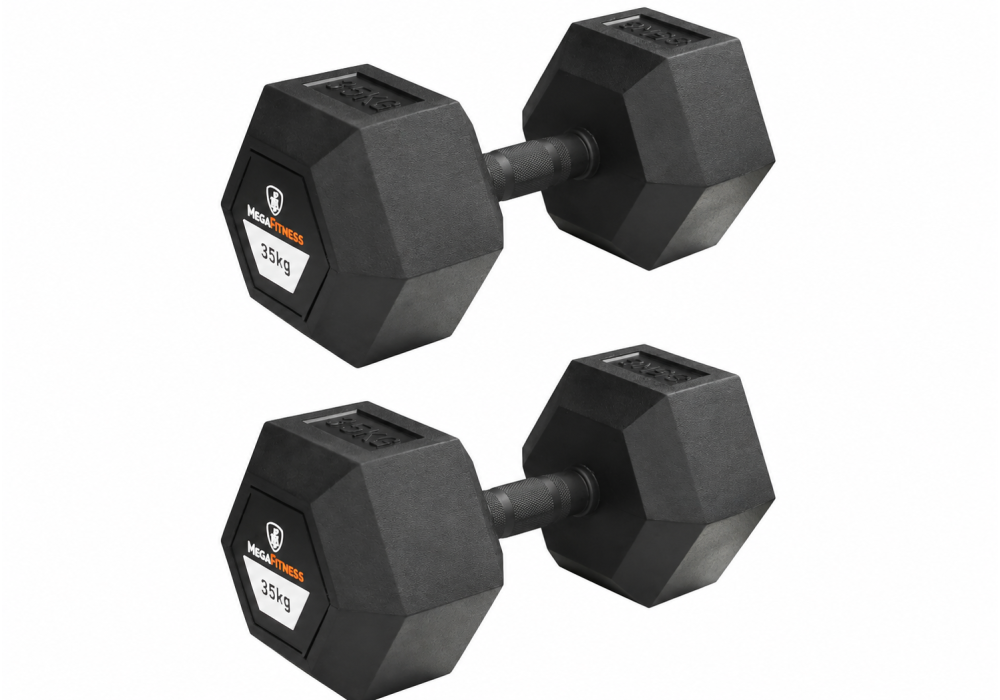 Hex Rubber Dumbell 35kg |Megafitness