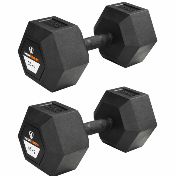 Hex Rubber Dumbell 35kg |Megafitness