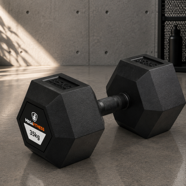 Hex Rubber Dumbell 35kg |Megafitness
