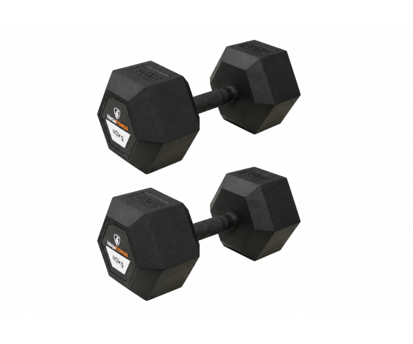 Hex Rubber Dumbell 40kg |Megafitness
