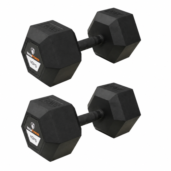 Hex Rubber Dumbell 40kg |Megafitness