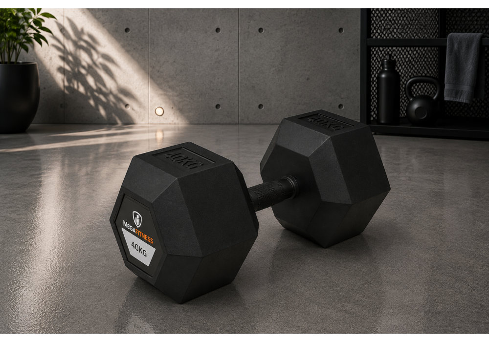 Hex Rubber Dumbell 40kg |Megafitness