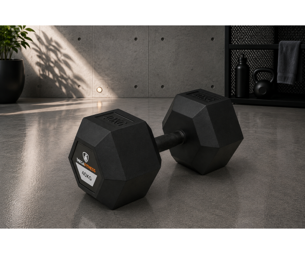 Hex Rubber Dumbell 40kg |Megafitness
