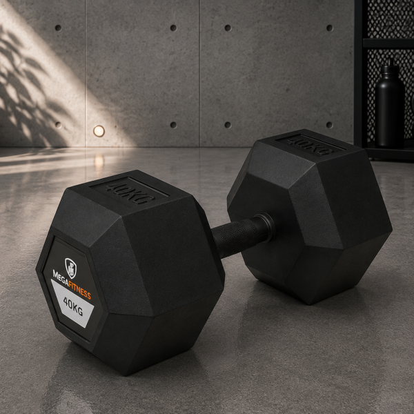 Hex Rubber Dumbell 40kg |Megafitness