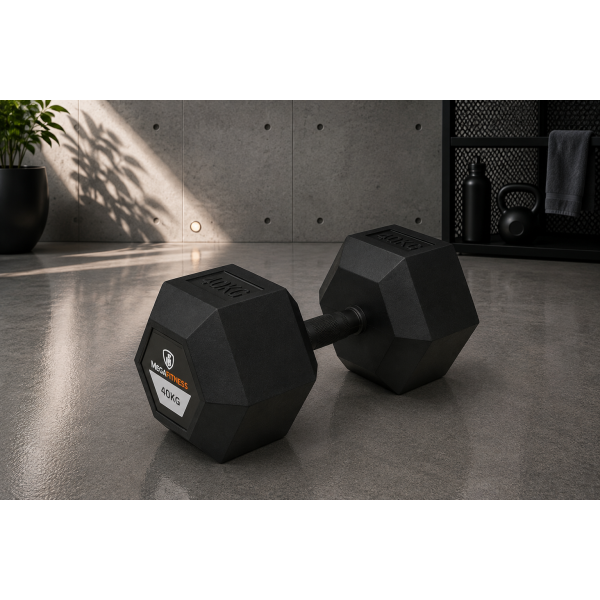 Hex Rubber Dumbell 40kg |Megafitness