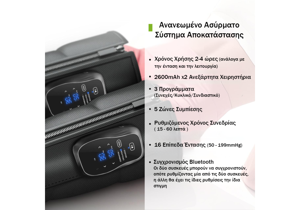 Ασύρματες Μπότες Πρεσοθεραπείας 5 Θαλάμων MegaFitness